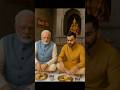Narendra Modi and Virat Kohli doing lunch at Vashno Devi Mandir #narendramodi #viratkohli #modiji