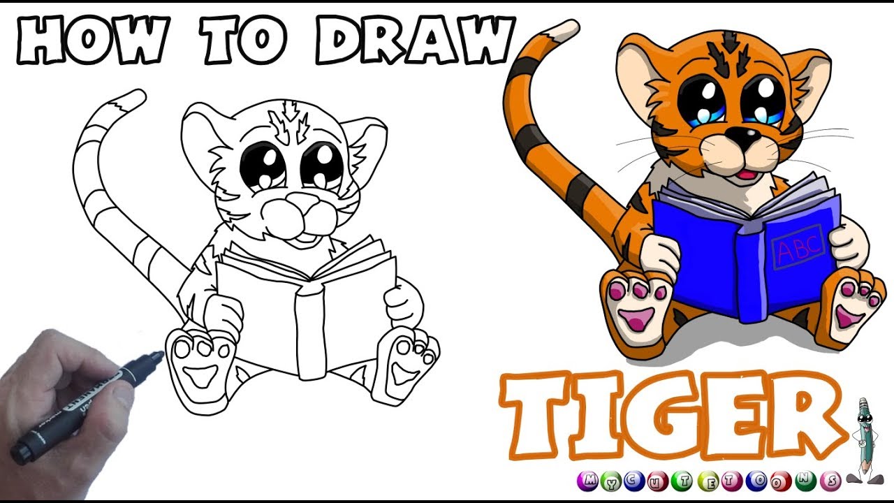 How to Draw Cute Tiger Easy - YouTube