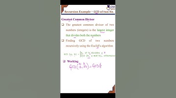 GCD of two numbers using #recursion #csegurushorts #shortsvideo #shorts #shortvideo #short #gcd #hcf