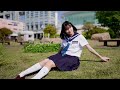 お台場海浜公園、当日は32度の夏日、半袖セーラー服でポートレートモデル撮影テイク5の様子です。モデルは姫華