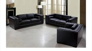 Dublin Luxurious Black Leather Sofa Set by Vig Furniture