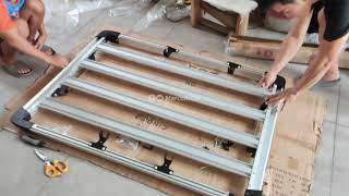 how to Install Roof Rack 50x38 clamp to roof rail crossbar (Silver)