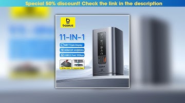 Slide Baseus 11-IN-1 USB C HUB HDMI DP 4K@60Hz MST Triple Display USB 3.2 Splitter with RJ45 3.5mm•
