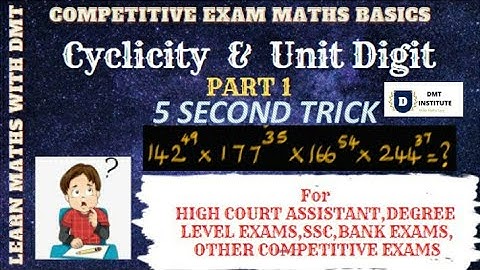 Cyclicity of Numbers| Easy Trick for Finding Unit Digits| Common Topic in Bank exams etc., | Part  1