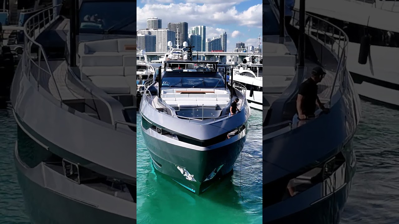Effortless precision in the heart of Miami Beach. Watching this Mangusta GranSport 33 dock.