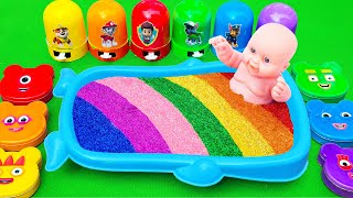 How to make Rainbow Baby Bathtub by Mixing SLIME, Pinkfong, Cocolemon CLAY! Satisfying ASMR Videos