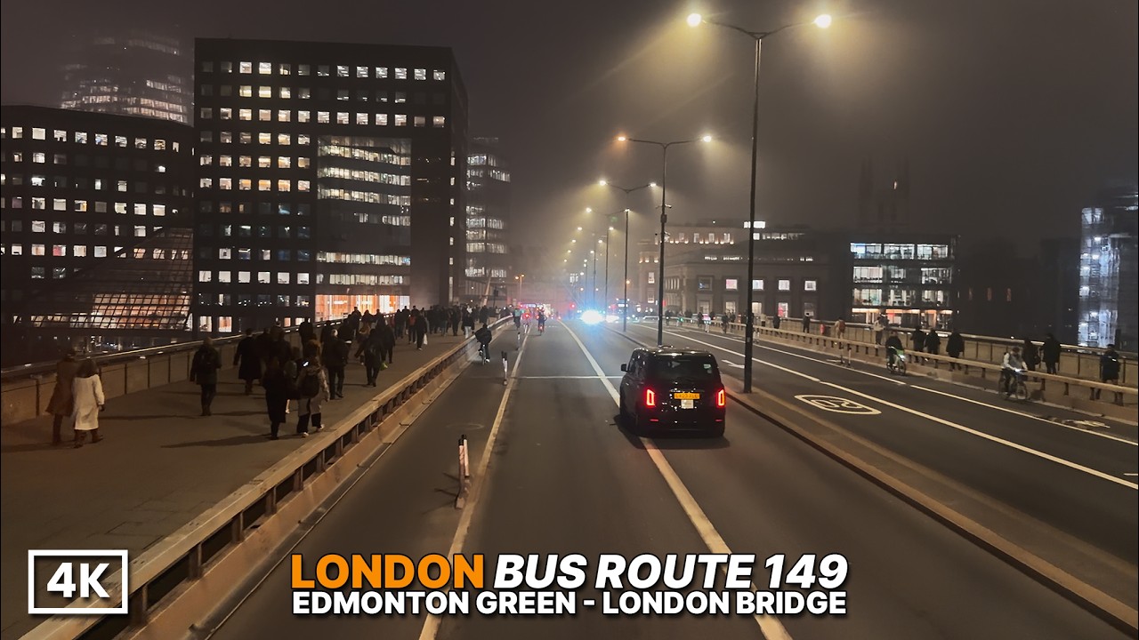 Front Seat London Bus Ride POV | Bus Route 149 filmed at Dusk | North to Southeast London | 4K HDR