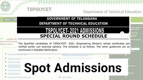 TS POLYCET | Special round | Spot admissions
