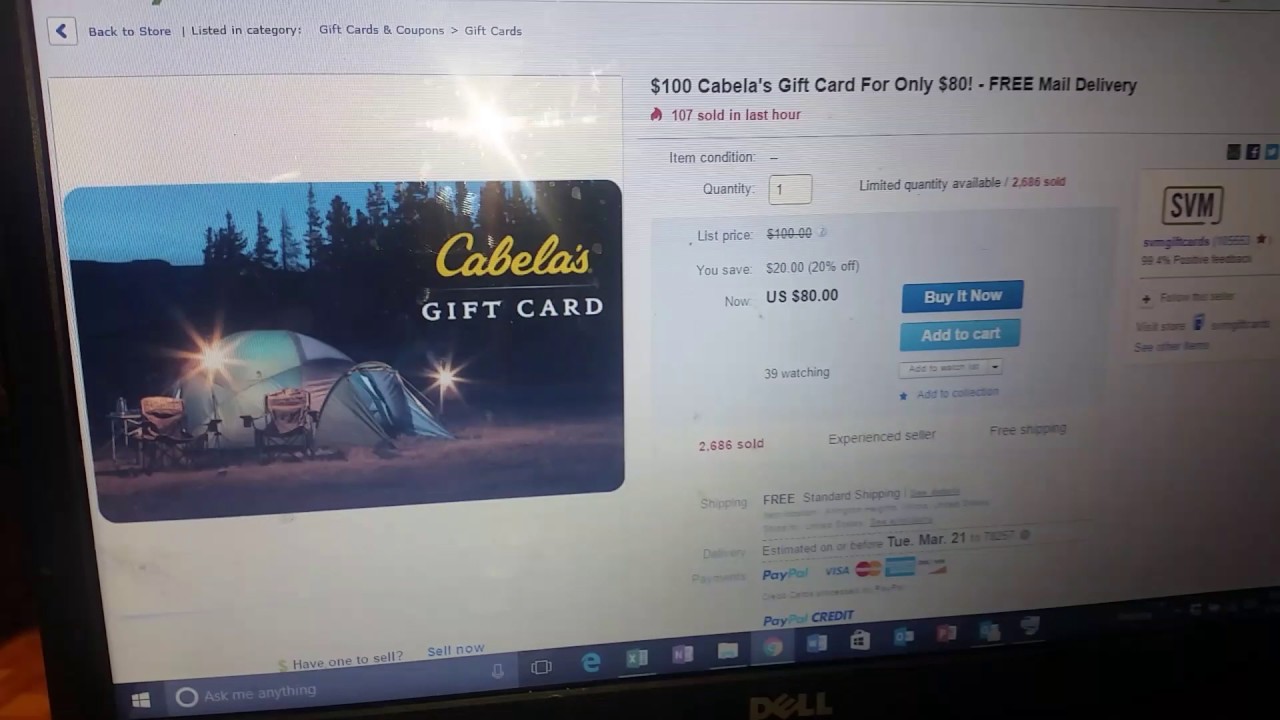 SVM Cabelas Gift Cards 20% OFF Right Now 3-13-2017 - YouTube