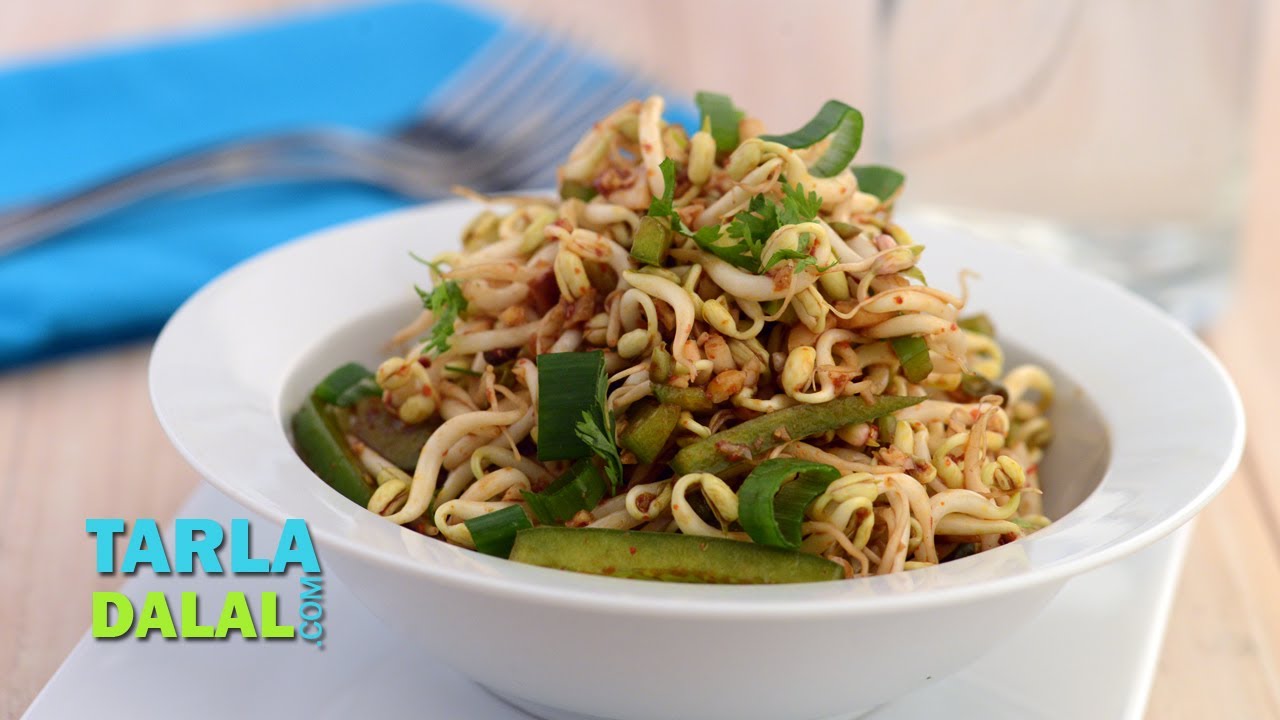 Bean Sprouts and Capsicum Salad (Calcium Rich Recipe) by Tarla Dalal