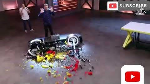 Cringeworthy moment Hamish Blake destroys a $25,000 LEGO motorbike