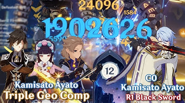 C0 AYATO TRIPLE GEO COMP w/ C2 YUNJIN IS SO GOOD! SHOWCASE & GUIDES! | SPIRAL ABYSS 2.6 FLOOR 12 9⭐️