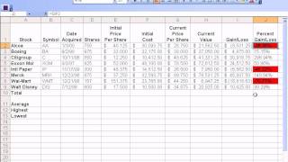 Microsoft Excel - Setting up Stocks Spreadsheet.