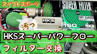 【スイフトスポーツ】HKSスーパーパワーフローSUPER FILTER交換（作業員ゆいっぺ氏）