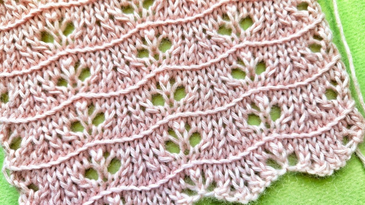 Симпатичный ажурный узор с рельефными горизонтальными линиями ⭐️ Для топа, джемпера ⭐️ Схема