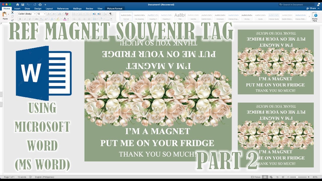 WEDDING REF MAGNET SOUVENIR TAG LAYOUT USING MICROSOFT WORD | PART 2 ...