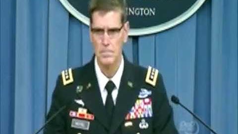 Army Gen Joseph Votel, commander of US Central Command, briefs reporters at the Pentagon