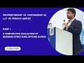 Private Limited vs LLP vs Partnership vs Proprietorship | Part 1 Comparative Evaluation