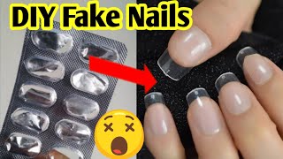 How to make fake nails with medicine strip at home|DIY Fake Nails|Homemade fake nail Malayalam