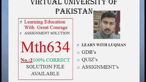 mth 634 assignment 2 solution fall 2022