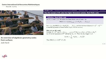 Jade Nardi: An overview of algebraic geometry codes from surfaces