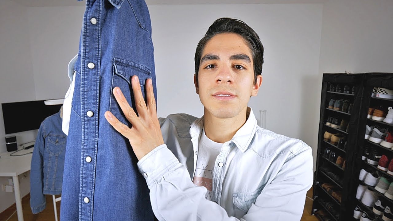 outfit con camisa de mezclilla y tenis hombre