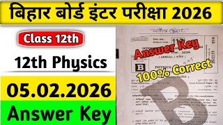Bihar Board 12th Physics Answer Key  12th Physics 5 February Answer Key  Physics Answer Set B