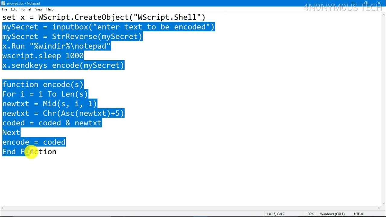 CREATE SIMPLE ENCRYPTION TOOL USING NOTEPAD - YouTube