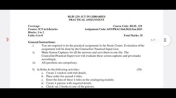 BLIE - 229 ICT IN LIBRARIES PRACTICAL ASSIGNMENT 2022-23 ( whats @ 9582437412)