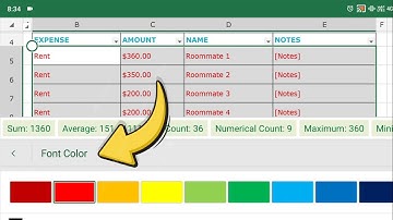 Change Text Color in Excel on Android
