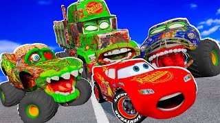 Lightning McQueen and Mater VS Zombie Island Pixar cars Zombie apocalypse in BeamNG.drive