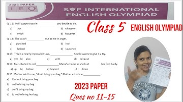 English Olympiad Class 5 Question Paper 2023 Ques no 11-15 | Class 5 English Olympiad Question Paper