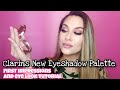 Clarins NEW Eyeshadow Palette + Eyeshadow Brush Bundle first impressions/ eye look tutorial!