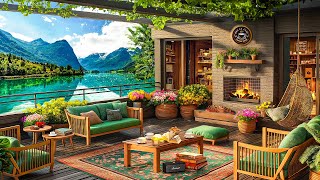 Stress Relief with Jazz Relaxing Music ☕ Cozy Spring Coffee Shop Ambience ~ Smooth Jazz Instrumental