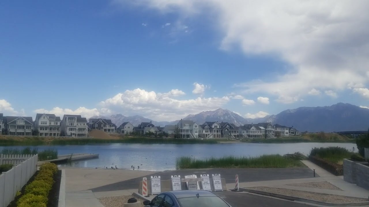 ENTRANCE TO OQUIRRH LAKE FISHING DOCK🎣MASTER PLANNED COMMUNITY IN DAYBREAK, UTAH.. SEE "V" STAMP 👽