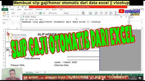 Membuat slip gaji/honor otomatis dari data excel || vlookup