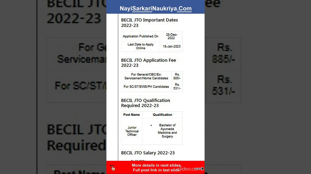 BECIL Junior Technical Officer Recruitment 2022-23