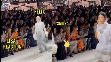 LISA Cute Reaction to Felix Runway Debut At louis vuitton Show