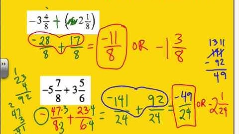 Adding & Subtracting Mixed Numbers (with negatives)