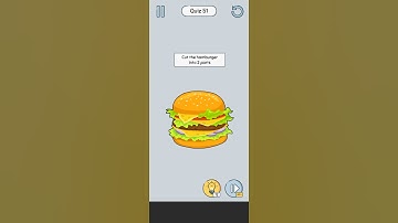 Brain Up Quiz Level 51 Cut the hamburger into 2 parts - Gameplay Solution Walkthrough