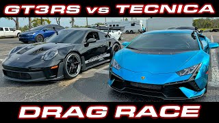 STRAIGHT PIPED GT3RS vs Tecnica * Porsche GT3RS vs Lamborghini Huracan Tecnica 1/4 Mile DRAG RACE by DragTimes 22,816 views 1 month ago 8 minutes, 4 seconds