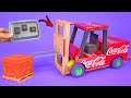 Make an Amazing Mini RC Forklift Truck recycling Soda Cans – DIY