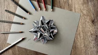 Drawing a realistic gift bow by using colored pencils / Art by Luk-Draws #drawing