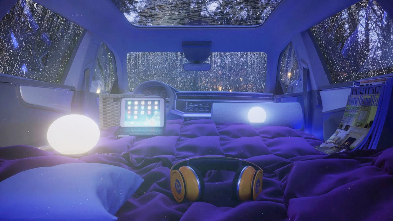 Leave It All To Sink Into Heavy Rain And Thunderstorms - Relax And Sleep In Cozy Car