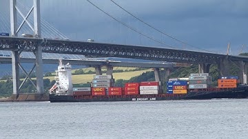 BG ROTTERDAM Ship Forth Road Bridge Firth of Forth Scotland