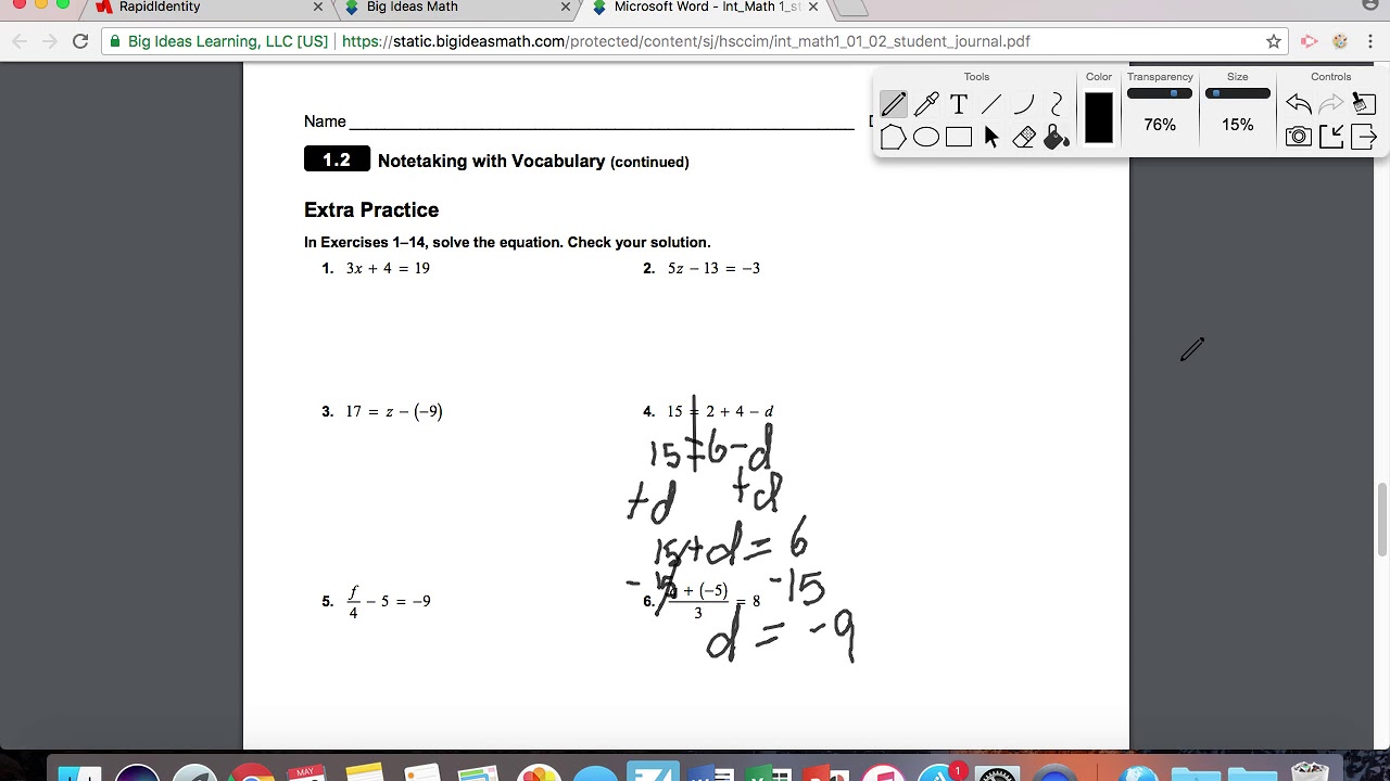 1.2 Solving Multi Step Equations - YouTube