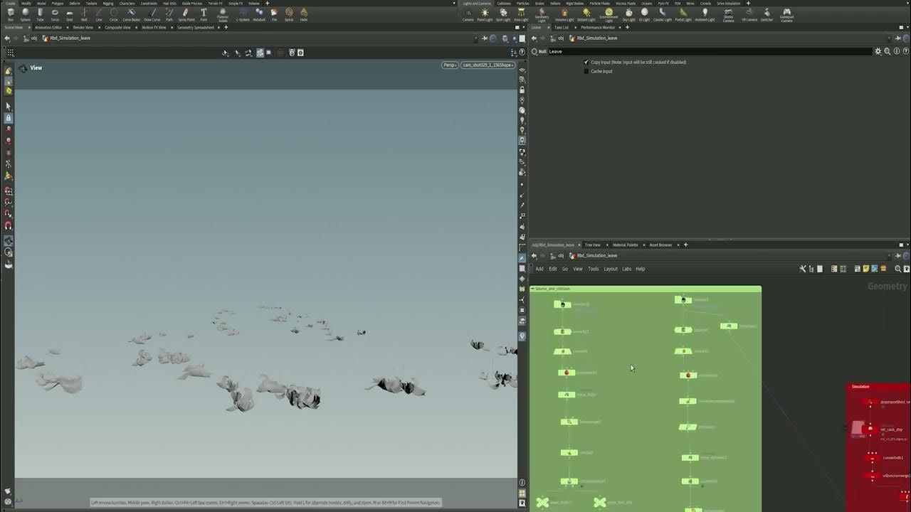 Houdini_Flip Simulation+RBD Simulation+Vellum Simulation_Ground