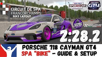 iRacing Porsche Cayman GT4 Spa Bike 2:28.2 - Porsche 718 GT4 Spa Bike Track Guide & Setup
