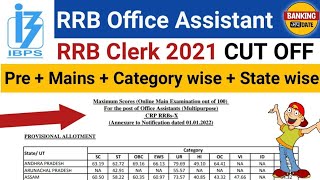 IBPS RRB Office Assistant 2021 Cut Off - State & Category Wise + Pre + Mains | Join @BankingUpdateYT