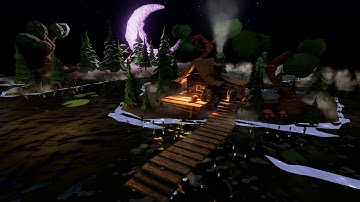 Low poly Swamp scene at Night. (unity and blender)
